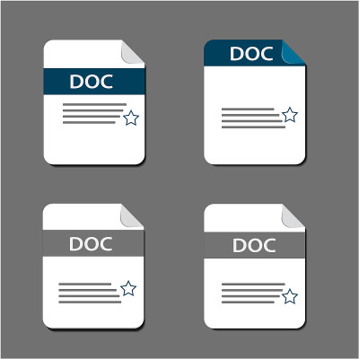 平面设计用Doc文件下载文档，图标，符号集，矢量设计元素插图