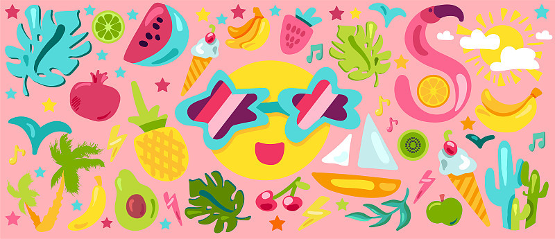 热带夏季平面插图设置