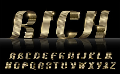 金色丝带的字体