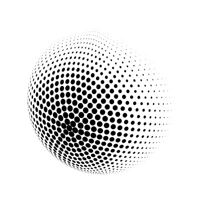 白色三维矢量半色调球体。半色调设计元素。矢量插图。
