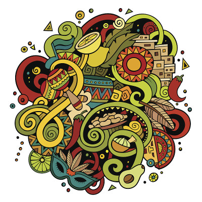 卡通手绘涂鸦拉丁美洲插图