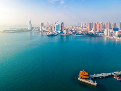 航拍青岛旧城风光和建筑景观