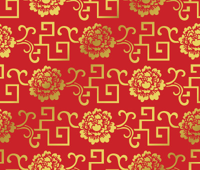 无缝黄金中国背景螺旋几何藤花
