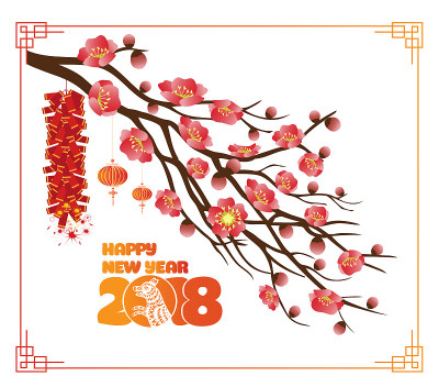 经典中国新年花季背景
