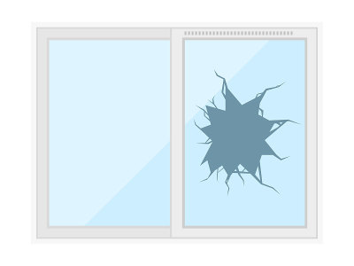 Broken window glass