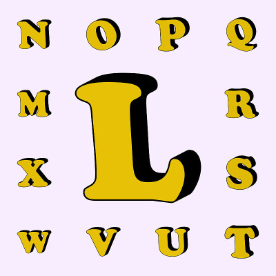 字母L，字母表，3D图标。3D文字图标通用设置为网络和移动