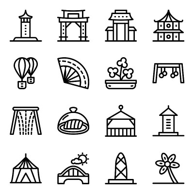 新加坡传统固体图标集
