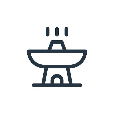 火锅矢量图标孤立在白色背景。火锅图标，用于网站设计和手机，应用程序开发。细线火锅轮廓图标矢量插图。