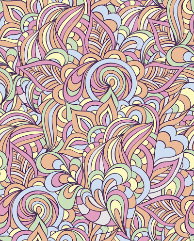 图案与抽象的花，叶和线。