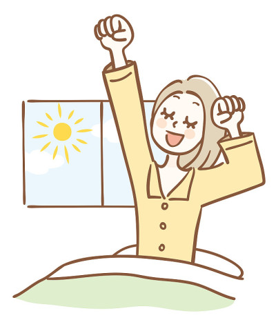 Illustration of a woman who wakes up comfortably