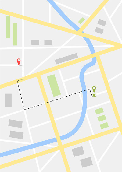 线路图。道路，街道移动GPS导航，旅游和旅游概念矢量插图eps 10