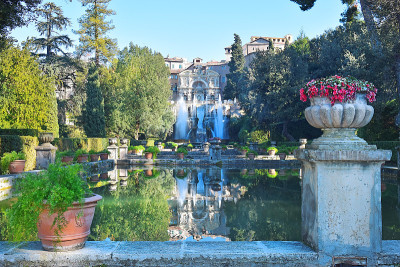 公园和喷泉，Villa d'Este在蒂沃利，意大利