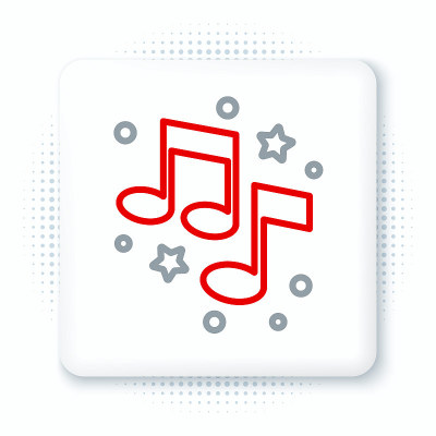线条音乐音符，音调图标孤立在白色背景。色彩斑斓的轮廓的概念。向量