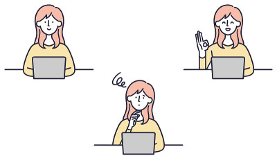 一个女人操作个人电脑的简单插图