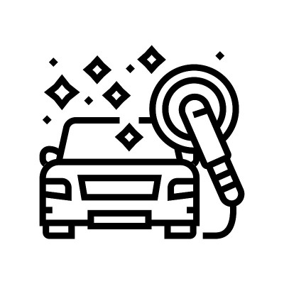 波兰洗车服务线图标矢量插图