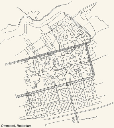 荷兰鹿特丹Ommoord街区街道道路图