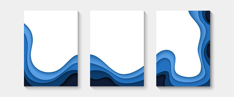 Abstract paper cut covers. Vertical banners, broch