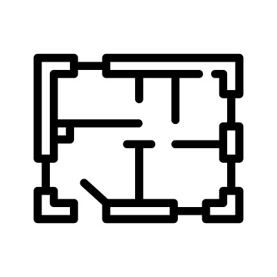 房子平面图线图标矢量孤立的插图
