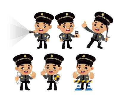 不同姿势的警察