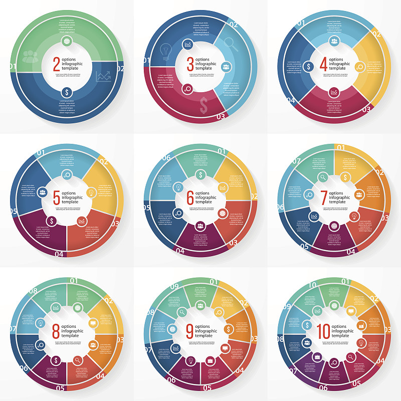 矢量业务饼图圆信息图表集