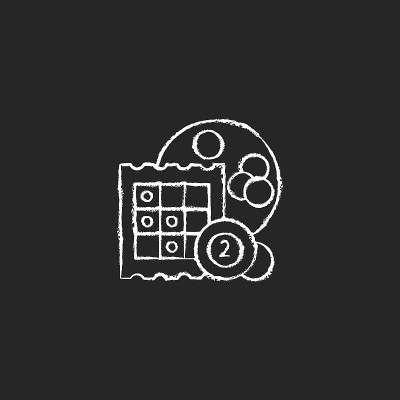 Bingo粉笔白色图标在黑暗的背景
