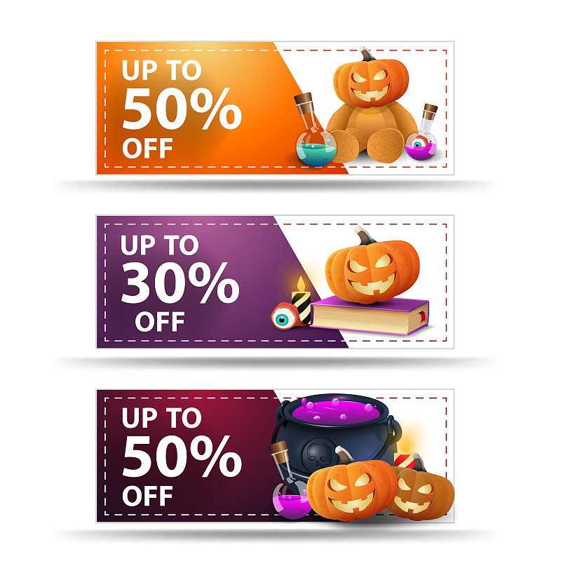 Collection of discount Halloween banners with disc_模板素材-稿定设计