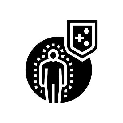 身体免疫防御字形图标矢量插图