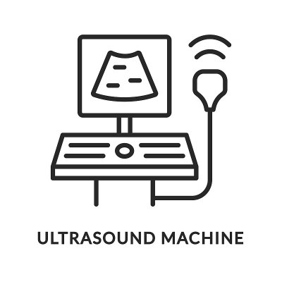 Ultrasound machine flat line icon. Vector illustra