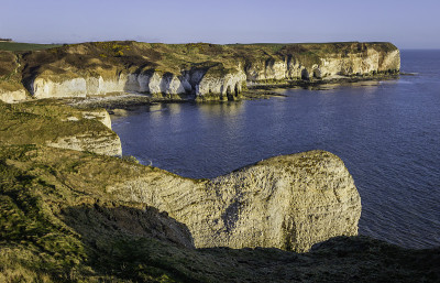 白垩悬崖和北海，Flamborough头，约克郡，英国