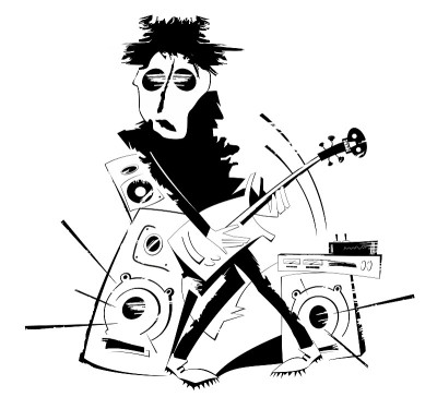 Cartoon guitar player isolated illustration
