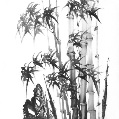 竹水墨画