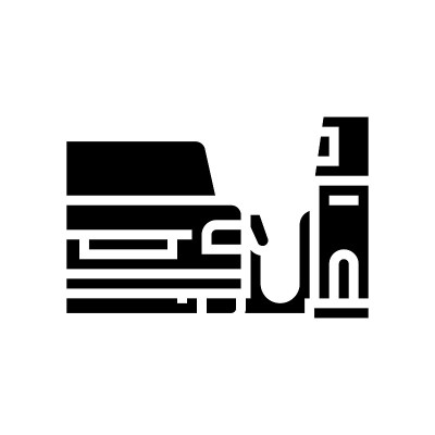 加油汽车通过电话应用字形图标矢量插图