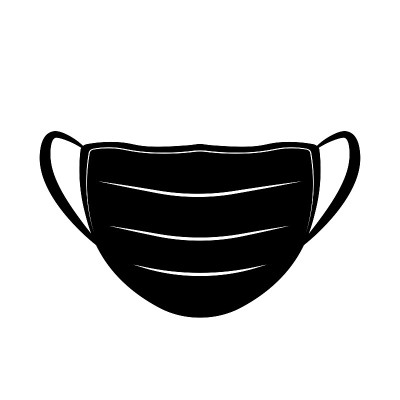 医疗面具图标。黑色的轮廓。前视图。矢量图解说明。白色背景上的孤立对象。隔离。