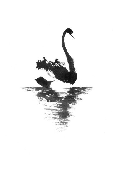 日本风格的天鹅浮画。
