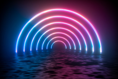 彩色发光线，3d渲染