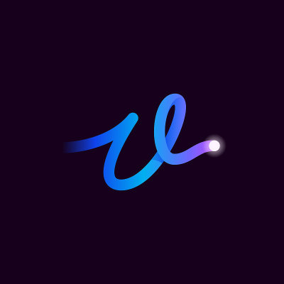V字标志带有渐变线和闪点。