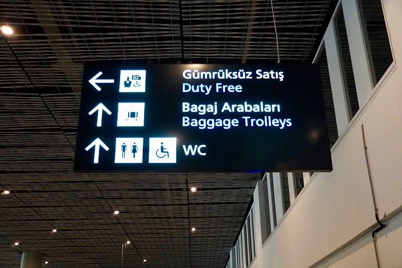 Pointer Plate Sign in the airport of Bodrum