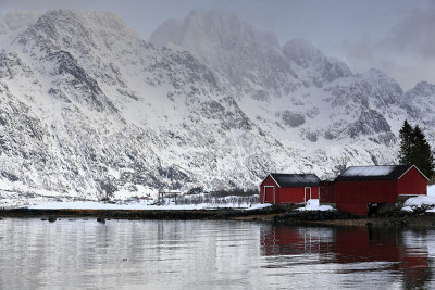 Austnesfjorden-seahouses boatsheds。Vestpollen村- Au