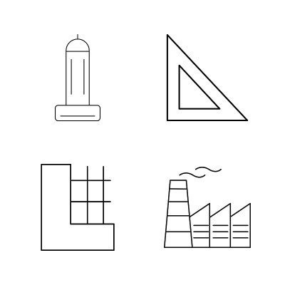 建筑和建筑简单的线性轮廓矢量图标集。