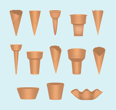 空冰淇淋蛋筒矢量插图