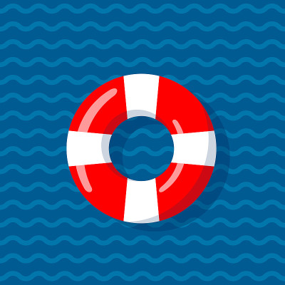 救生圈以波浪线为背景