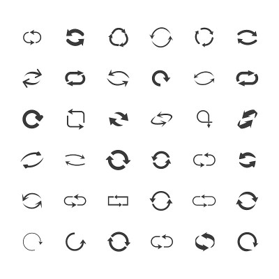 Repeat icons set. set of 36 refresh filled icons s