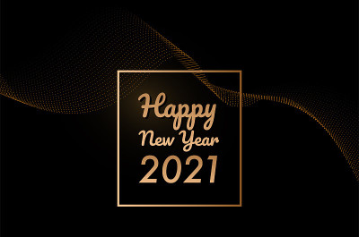 矢量设计新年快乐，金色和黑色用于购物，促销，商业和广告