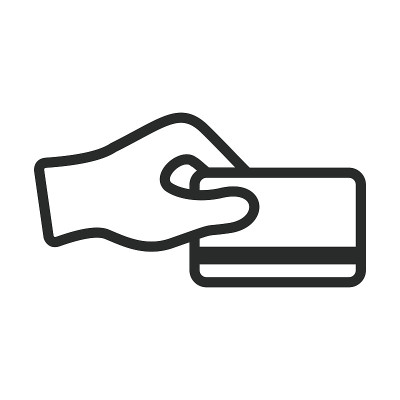 手拿信用卡，ATM图标矢量插图