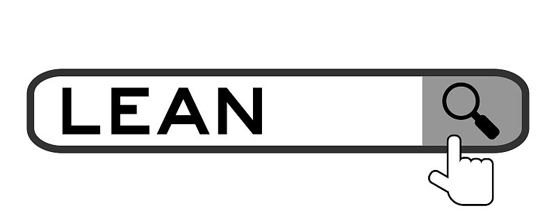 Hand icon over magnifier to find word lean in sear