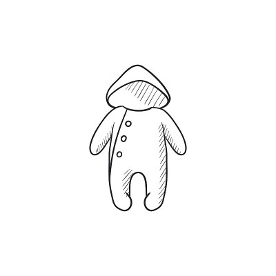 婴儿连体裤素描图标。