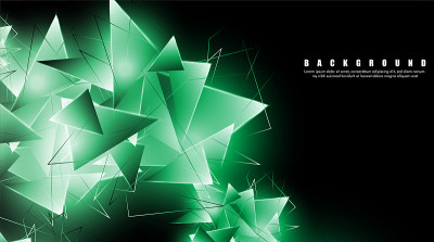 abstract background with glowing green triangles t