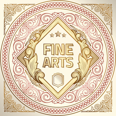 Golden ornate art deco vintage emblem