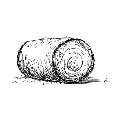 干草捆农场素描。手绘