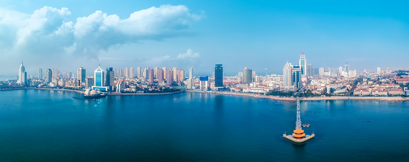 航拍青岛旧城风光和建筑景观